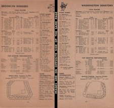1956 Brooklyn Dodgers Washington Senators Griffith Ebbets Field Vintage Schedule picture