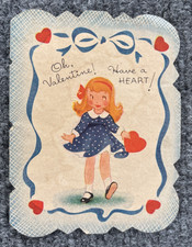 Vintage Oh Valentine Card Have a Heart Girl Front Back Swrap My Heart With Yours picture