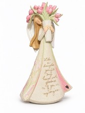Daughter Is A Blessing Foundations By Enesco Angel W/Tulips Figurine Treasure picture