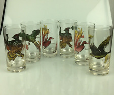 Set (6) Geese Duck Highball Glasses Game Birds Tall Tumbler Outdoor Pheasant VTG picture