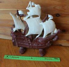 Cast iron Ship Sailing Boat Vintage Creation Co 1930 doorstop fireplace decor  picture