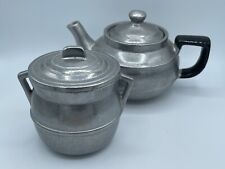 Vintage Wilton Armetale Pewter Teapot & Crockpot 4” with lids and Pamphlet NICE picture