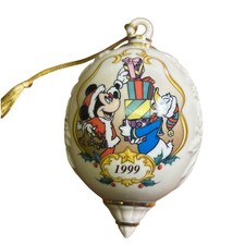 Lenox Disney Ornament Vtg 1999 Mickey Donald Cream Porcelain Gold Trim Christmas picture