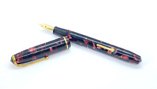 CONWAY STEWART NO 28 PEN IN RED MARBLE FIRM 14K MEDIUM NIB ENGLAND picture