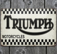 Triumph Motorcycles 8 x 12 Vintage Novelty Metal Sign Made In USA New picture