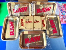 RAW Gold Rolling Tray Bundle 5 Trays + 24 Rollers + 2 Cone Fillers Set New picture