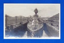 Vintage Real Photo Post Card USS West Virginia Panama Canal Approximately 1928 picture