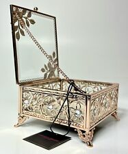 Christian Siriano Rose Gold Metal/ Glass Jewelry Box/ Victorian Style/ Modern picture