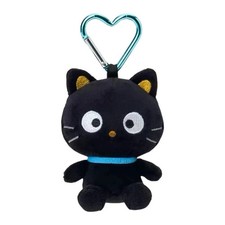 Cute Black Cat Stuffed Toy Keychain Soft Kitty Bag Accessory with Heart Buckle picture