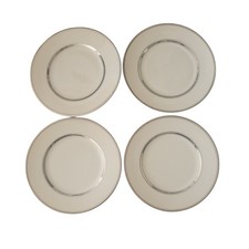 Atlas China USA White Silver Trim Dinner Plates Eloquent Fine China Set  4 RARE picture