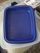 Tupperware 1295-7 Large Blue Marinade/Storage Container Diamond with 1294-7 Lid picture