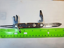 Vintage Early 50`s ULSTER KNIFE CO. USA GIRL SCOUT POCKET KNIFE ~ BONE SCALES picture