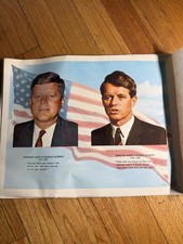 Vintage 1968 JFK RFK Kennedy Brothers Memorial Commemorative Poster picture