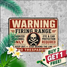 Gun Range Danger Warning Tin Sign Live Fire Shooting Safety Metal Plaque picture