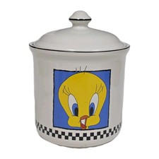 Vintage 1993 Tweety Bird Ceramic Canister Cookie Jar Looney Tunes Warner Bros picture