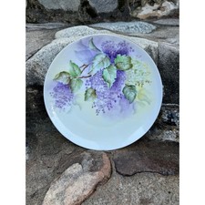 Vintage MZ Austria Hand Painted Lilac Floral Porcelain Plate Gold Rim 8.25 Inch picture