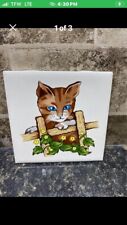 Vintage Small Ceramic Kitty Cat Trivet , Made In Mexico  picture