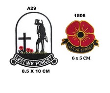 Lest We Forget UK England Poppy Flower Iron Sew On Patch Jacket Jeans Leather picture