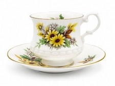 Vintage Royal Minster RMN2 Footed Teacup & Saucer Fine Bone China England Gold picture