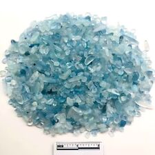 1/2 LB Aquamarine Semi Tumbled Gemstone Mini Chips  'A' Grade Wholesale Bulk Lot picture