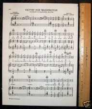 UNIVERSITY OF WASHINGTON Huskies Vintage Fight Song c1938 