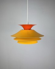 Yellow Vintage Pendant Lamp Scandinavian Orange Metal Space Age Denmark 70s Pop picture