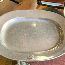 Wilton N.H. Pewter Oval Serving Tray Platter Marked RWP picture
