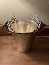 RARE FIND Pewter/Silver Stag Head Ice/Wine Bucket Very Heavy picture