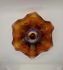 Antique Westmoreland Iridescent Amethyst Pillow & Starburst Carnival Glass Bowl picture
