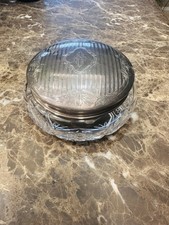 Antique ALVIN Sterling Silver Cut Crystal Dresser Vanity Jar Monogram 4” picture