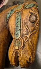 Vintage Tang-Style  Carved Wood Carosel Horse Head. Creepy? Cool? You Decide.... picture