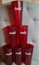 Vtg Carlisle Coca Cola Coke Red Cups Tumbler Restaurant 24 oz Plastic Lot Of 6 picture