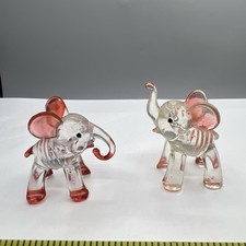 Vintage Clear Lucite Baby Elephant Figures 1970 Hard Plastic Hong Kong Mini 1” picture