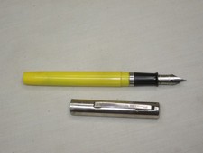 vintage Sheaffer yellow body chrome top fountain pen F nib picture