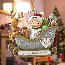 New Personalized Baby's 1st Christmas Sleigh  Christmas Gift Ornament ON87 picture