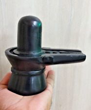 4.25 Inch Stone Shivling Handmade Hindu God Black Shiva Lingam Pooja 500 grams picture