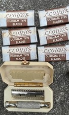 Vintage Durham Duplex Safety Razor w/ Original Case Comb Guard Lloyds Blades USA picture