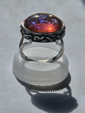 Vintage Artisan Dragon Breath Sterling Silver Ring Signed QUO SZ. 7.5 Wt. 8.2 g picture