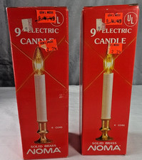 Vtg 2-Pack NOMA 9 inch Electric Window Candle Solid Brass Base UL Listed w/Box picture