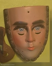 VINTAGE PARACHICOS MASKHAND CARVED WOOD MEXICAN FOLK ART CHIAPAS GLASS EYE picture