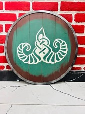Medieval 24'' Handcrafted Viking Wooden Round Shield Green Serpent Design Shield picture