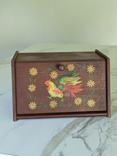 International Susan Winget Wooden Bread Box  Rooster Floral Folk Art Country picture