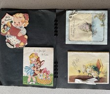 Vtg1930-40s Scrapbook Pages 38 Greeting Cards, Grad Announcements, School Play picture