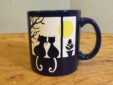 Vintage Waechtersbach Cats in Window Coffee Mug Blue West Germany Moon picture