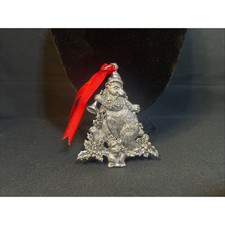 Vintage 1992 Arthur Court Dancing Bear Christmas Tree Metal Silver Ornament picture