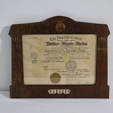 Vintage Frame & Yaarab Temple Member Certificate 1949 Signed Shriner picture