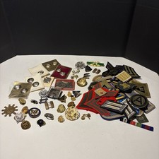 Vintage US Military Insignia Pin Patch Button Lot Army USMC Estate Militaria picture