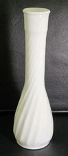 Vintage Hoosier Glass White Milk Glass Swirl Bud Vase 4094 Syndicate Sales 9” picture