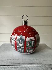⭐️Vintage TELEFLORA Christmas Ornament Candy Cookie Jar & Lid Ceramic Red picture