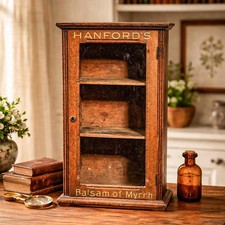 Rare Original Hanford’s Balsam Myrrh Medicine Advertising Store Display Cabinet picture